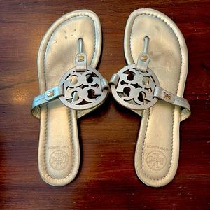 Tory Burch Miller sandal in metallic gold, size 8.5 women’s.